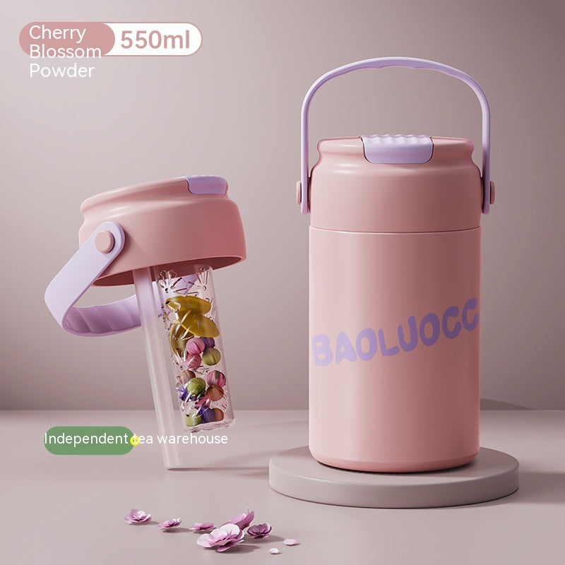 Girls' Good-looking Tea Water Separation Stainless Steel Vacuum Cup Portable Water Cup - Cupify