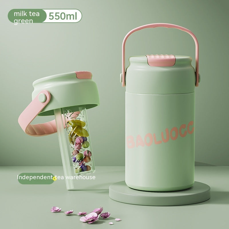 Girls' Good-looking Tea Water Separation Stainless Steel Vacuum Cup Portable Water Cup - Cupify
