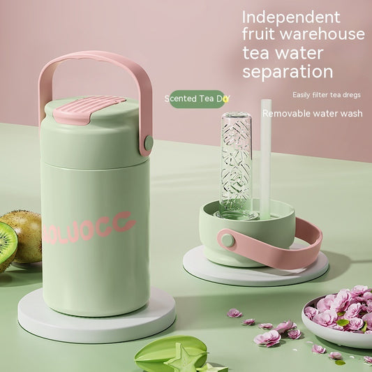 Girls' Good-looking Tea Water Separation Stainless Steel Vacuum Cup Portable Water Cup - Cupify Cupify