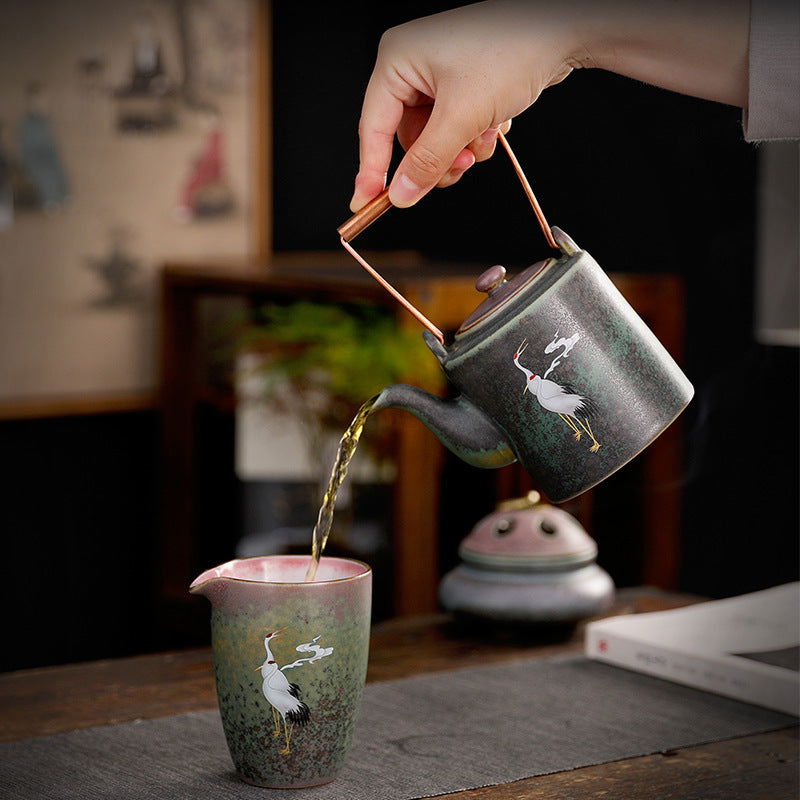 Ceramic Crane Chengxiang Retro Tea Pot - Cupify