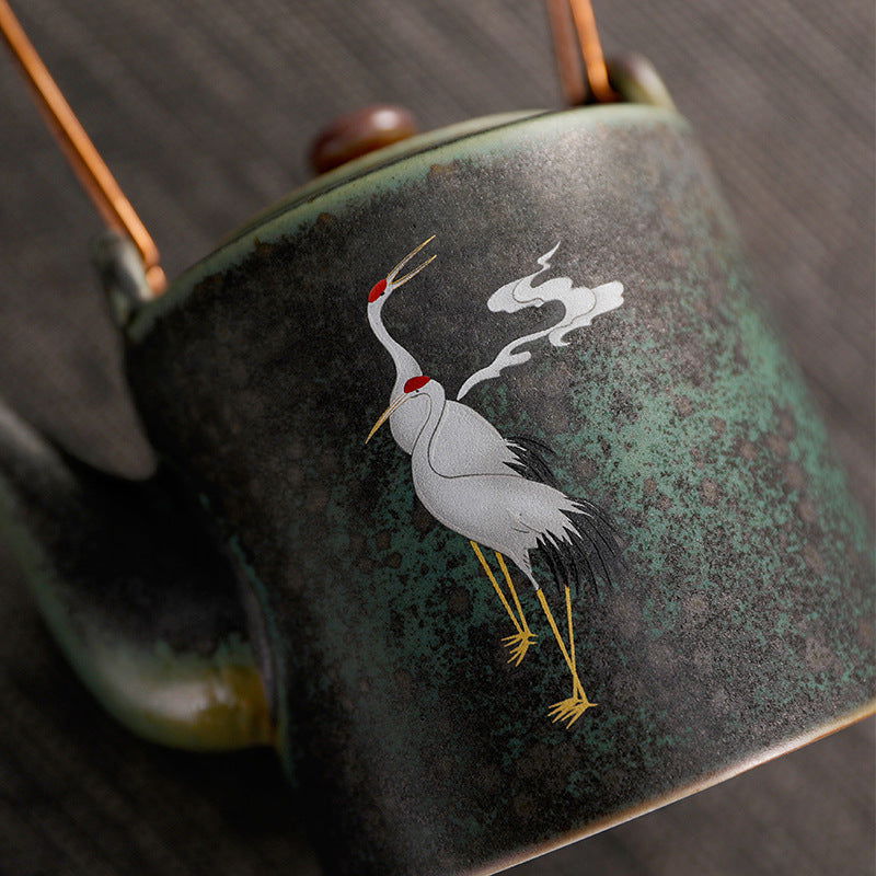 Ceramic Crane Chengxiang Retro Tea Pot - Cupify