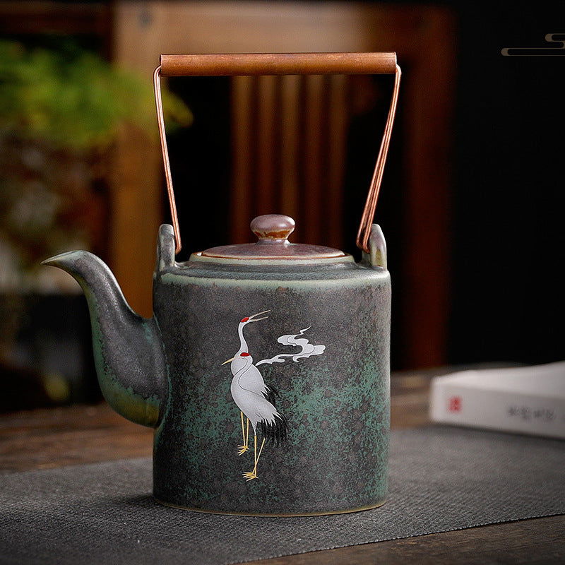Ceramic Crane Chengxiang Retro Tea Pot - Cupify
