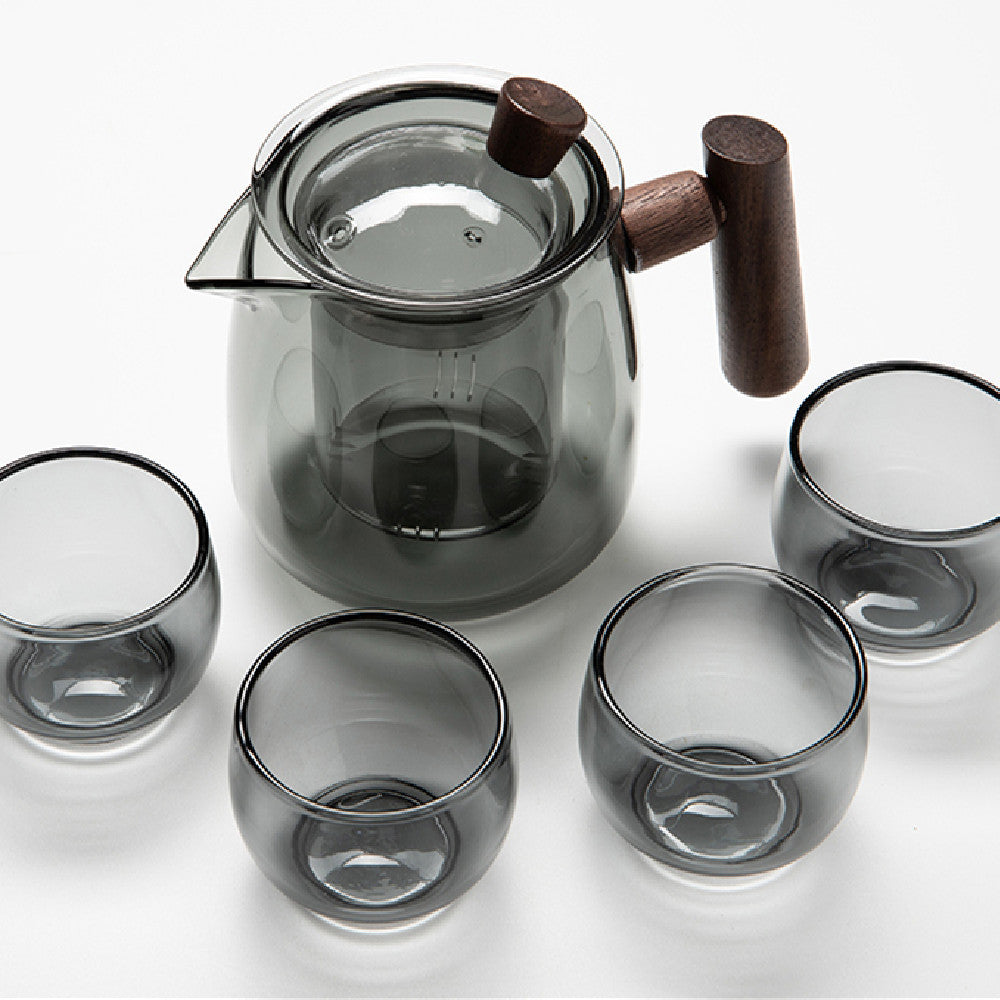 Modern Glass Tea Pot (and cups) with Integrated Infuser - Cupify