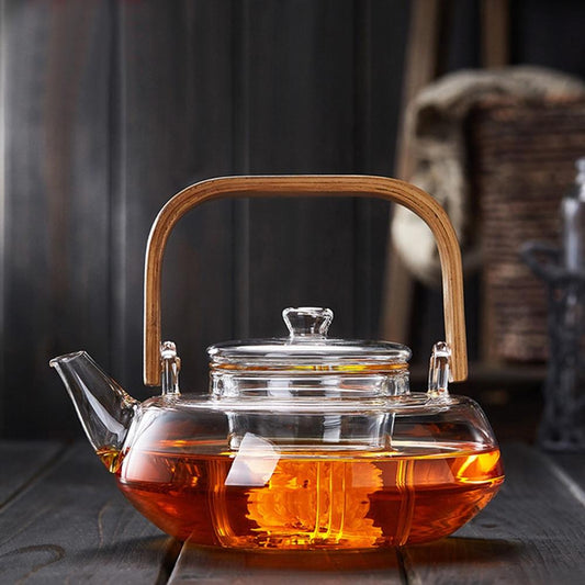Bamboo & Glass Tea Kettle Cupify