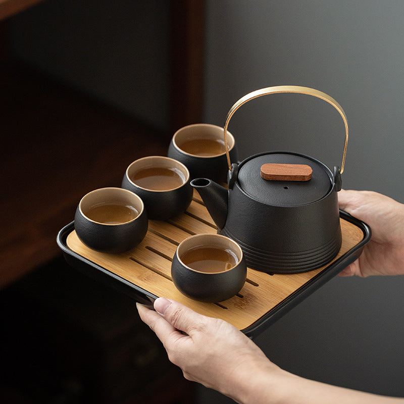 4cups+ 1tray+ 1pot /set Bronze Metal Material Tea Cup Set Tea