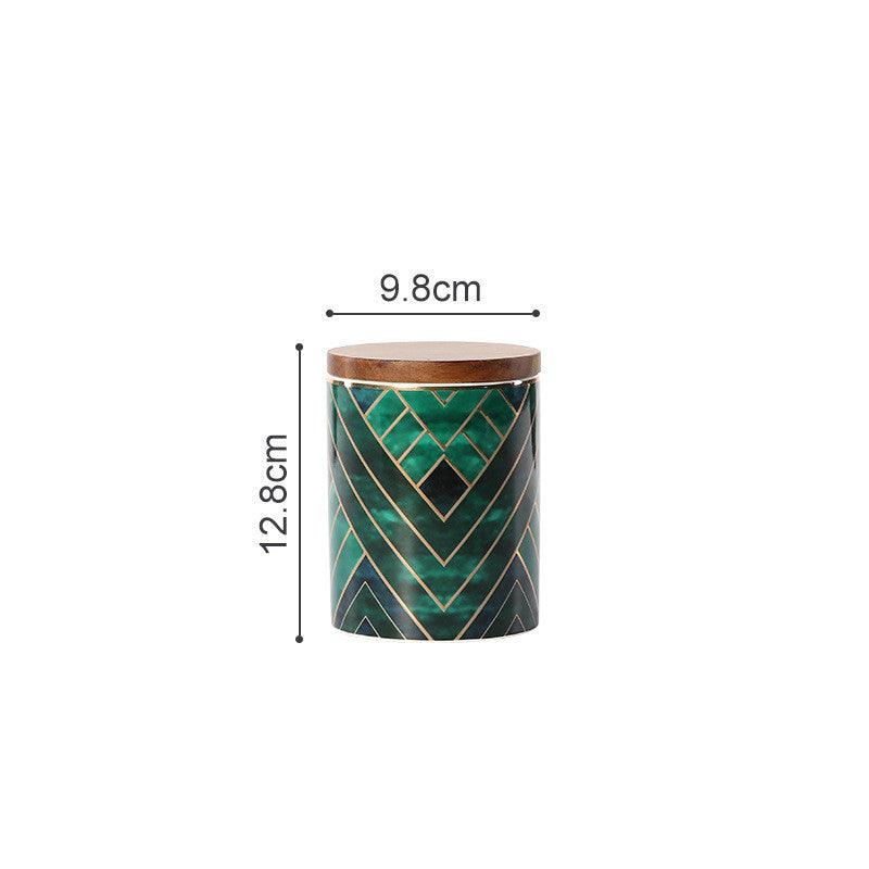 Art Deco Emerald Sealed Ceramic Tea Storage Jar - Cupify