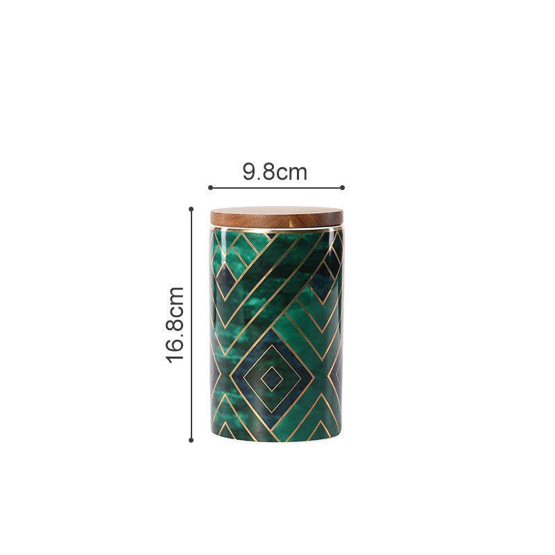Art Deco Emerald Sealed Ceramic Tea Storage Jar - Cupify