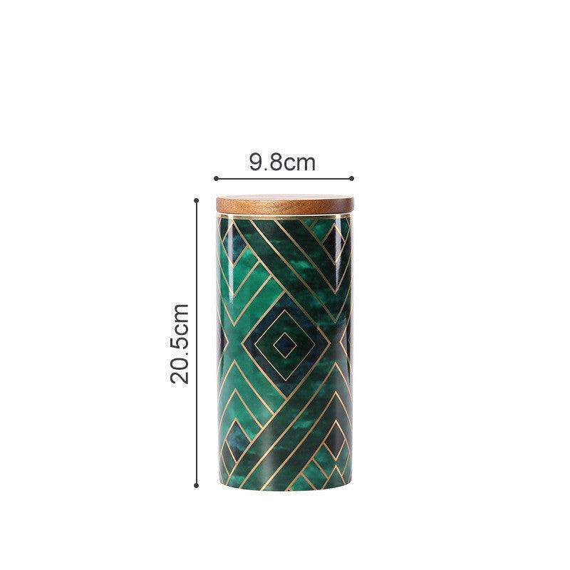 Art Deco Emerald Sealed Ceramic Tea Storage Jar - Cupify