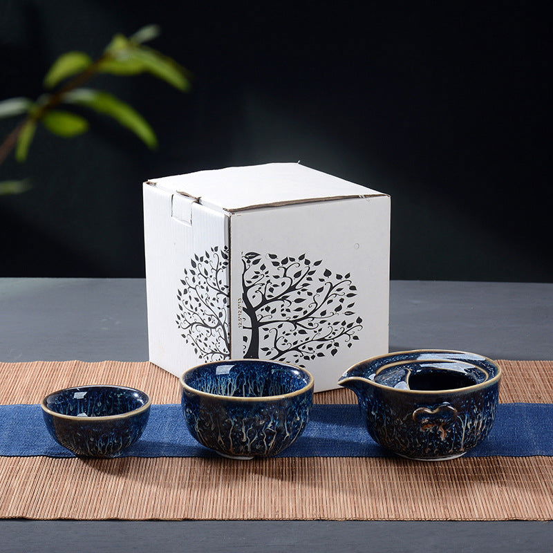 Kiln Fired One Pot And Two Cups Tea Set - Cupify