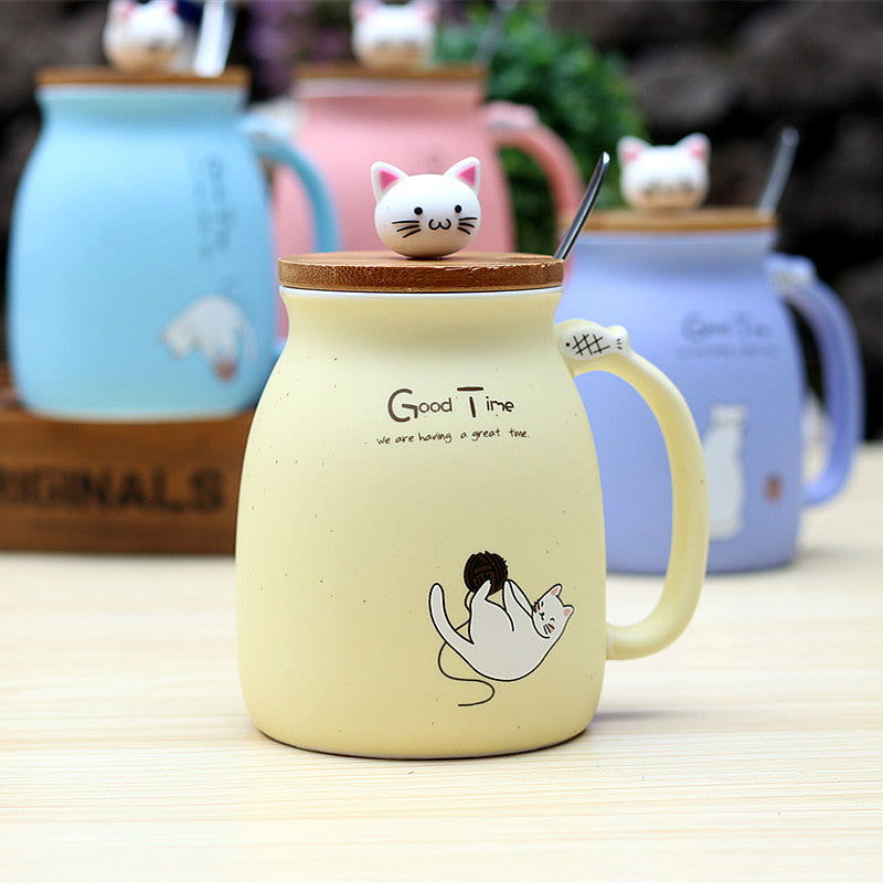 Kitten Ceramic Tea Cup With Lid - Cupify