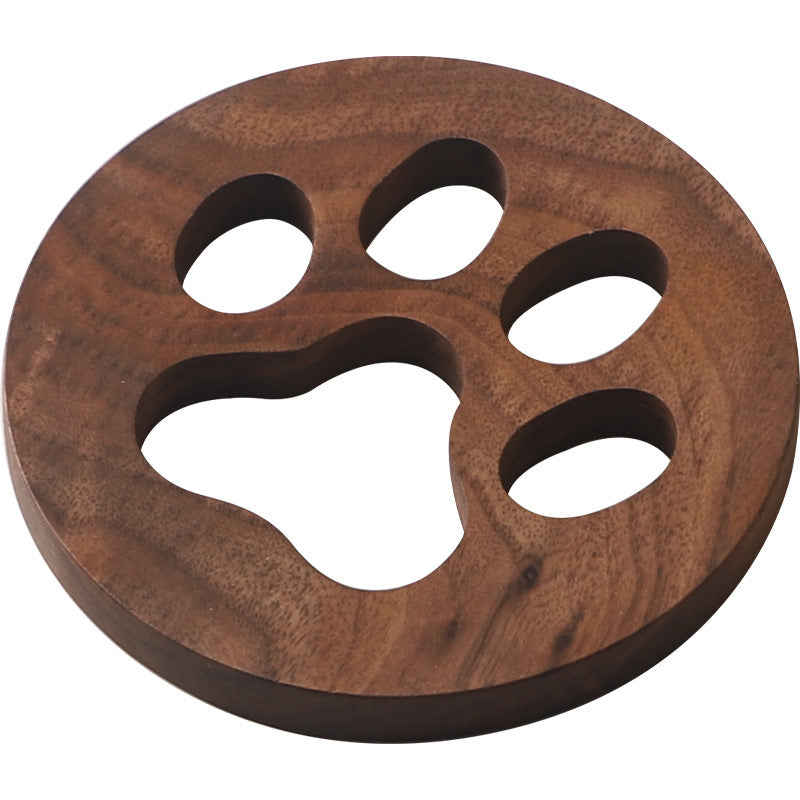 Puppy Paw Print Walnut Solid Wood Coaster