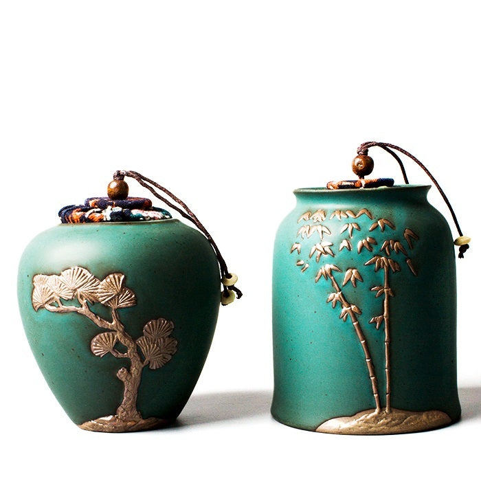 Ceramic Hand-painted Sealed Tea Storage Pot