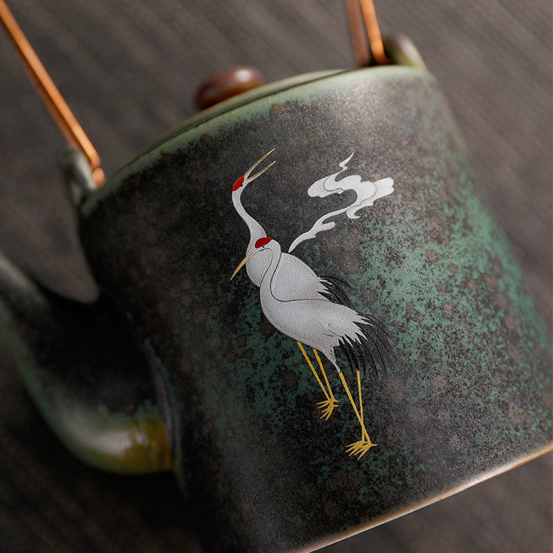 Ceramic Crane Chengxiang Retro Tea Pot