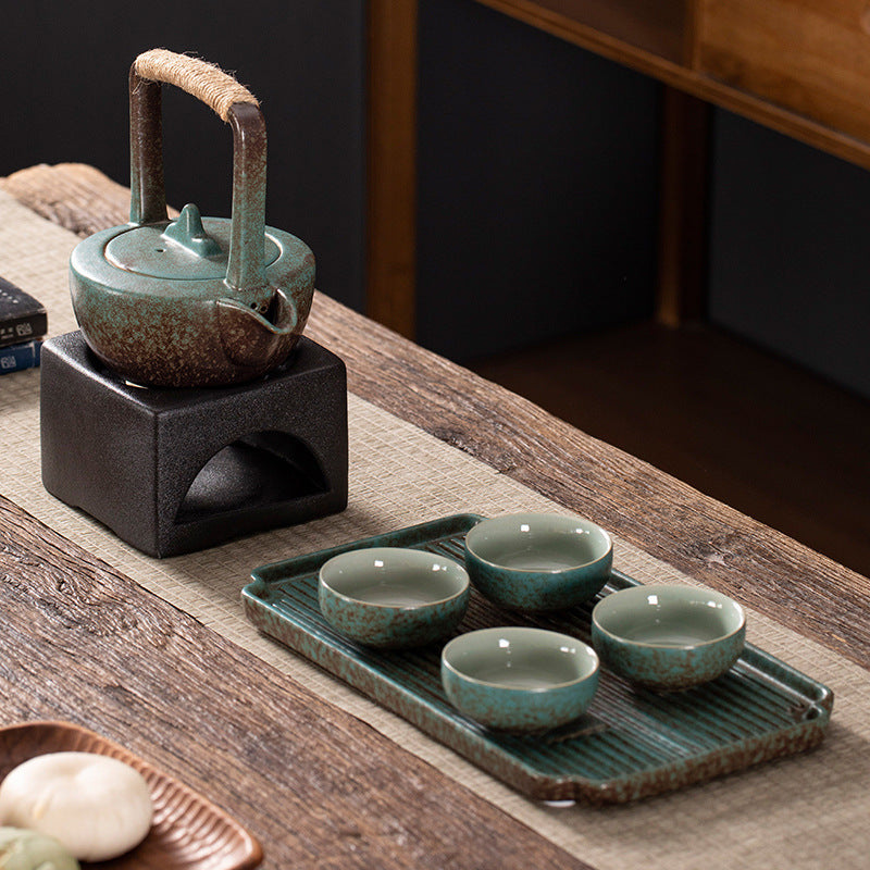 Elegant Japanese Tea Set, Pot, Cups, Tray and Stand