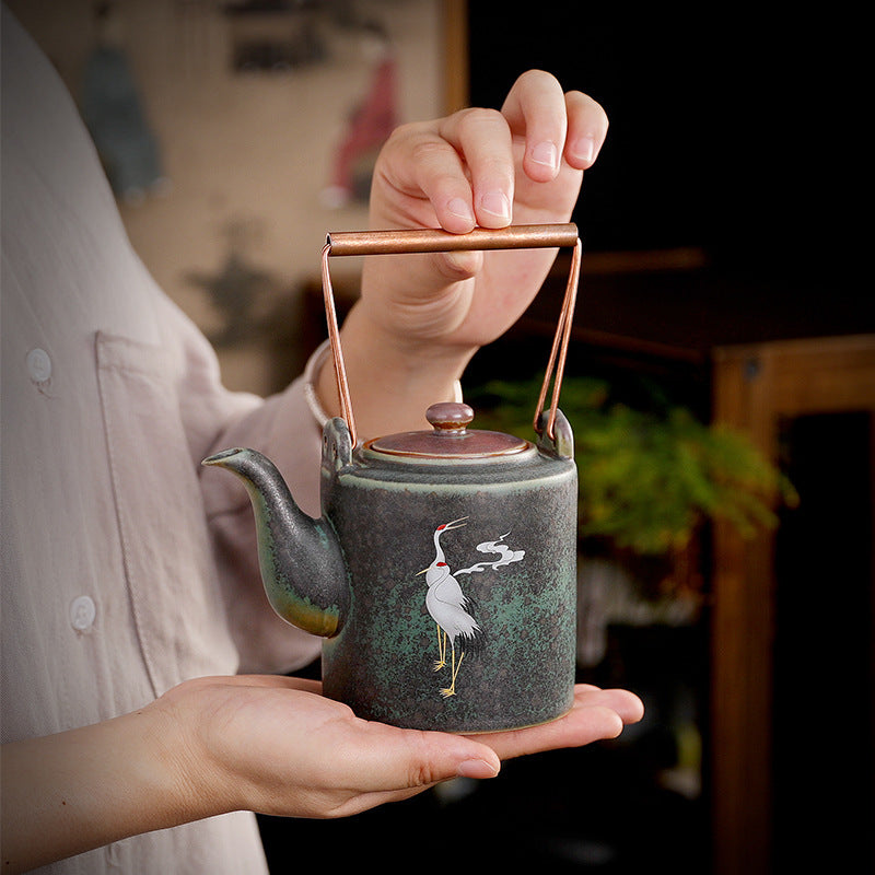 Ceramic Crane Chengxiang Retro Tea Pot