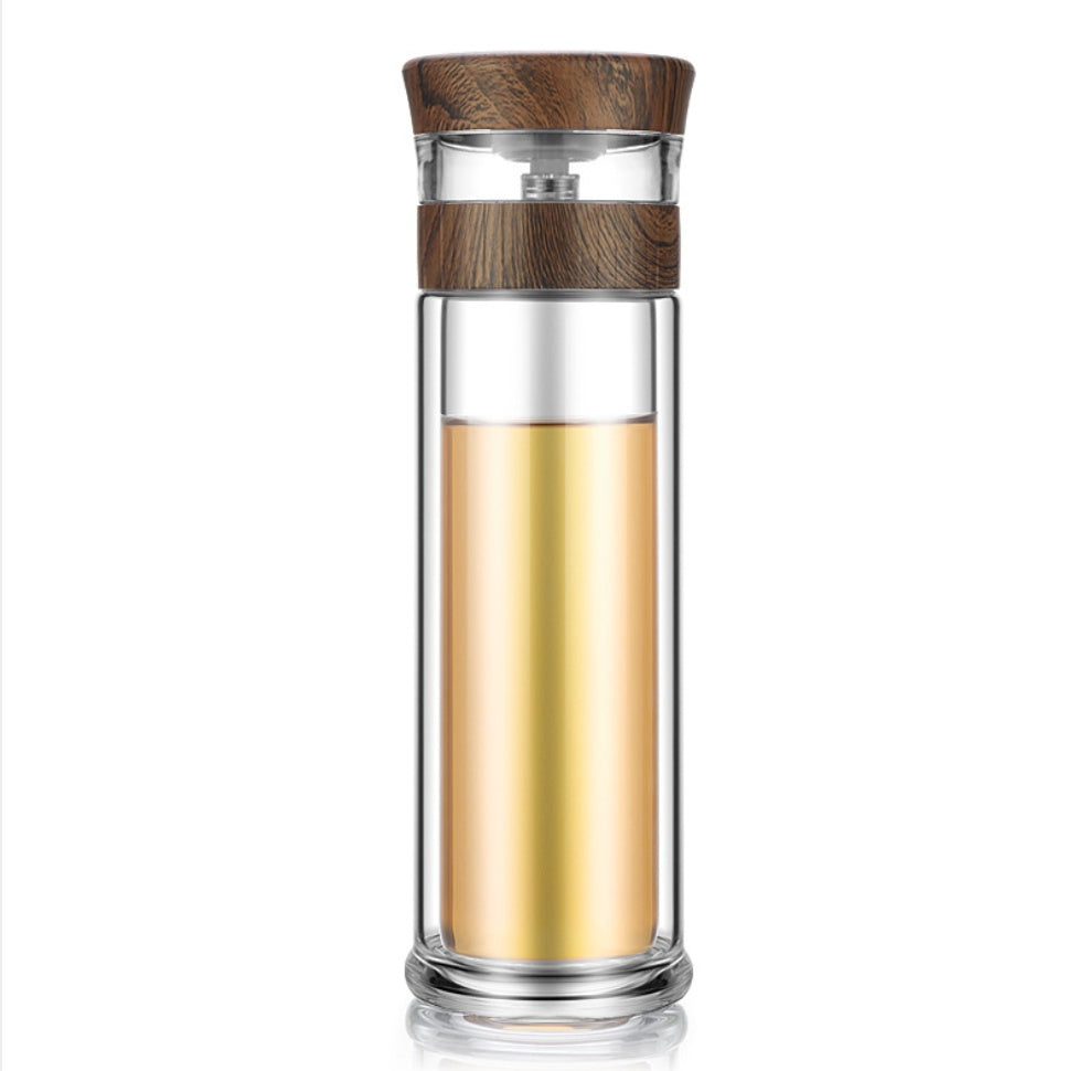 Double Wall Glass Tea Infuser Bottle Lid Filter