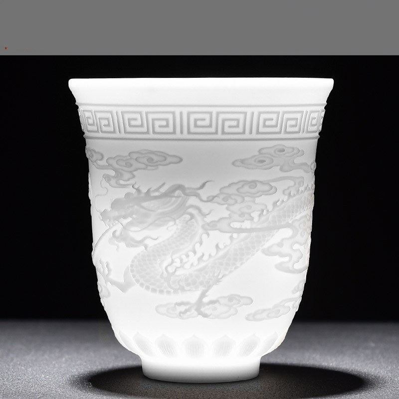 Elegant Embossed White Tea Cup