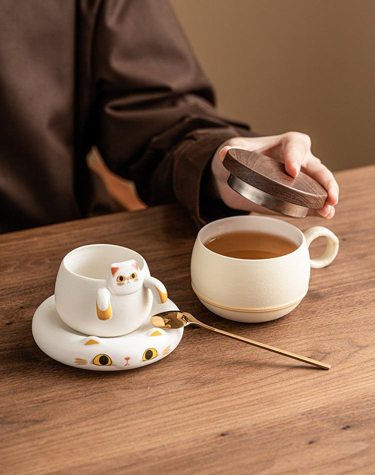 Yellow Kitty Tea Cup