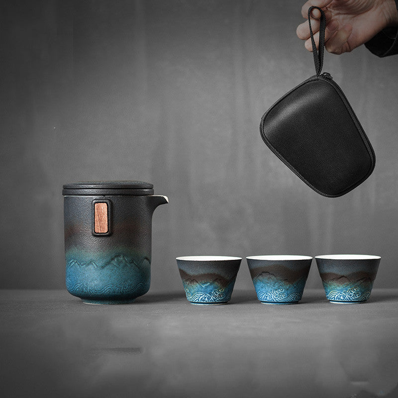 Ceramic Japanese Portable Travel Tea Set