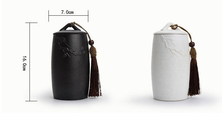 Black Pottery Tea Caddy Ceramic Stoneware Matte Tea Caddy - Cupify