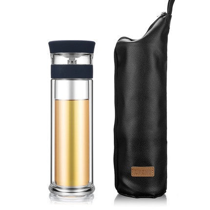Double Wall Glass Tea Infuser Bottle Lid Filter - Cupify