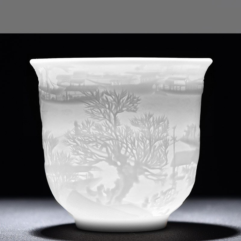 Elegant Embossed White Tea Cup - Cupify