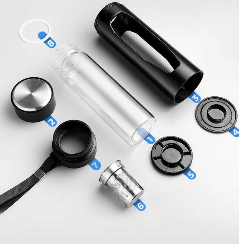 Glass Water Bottle Coffee Tea Cup Infuser With Lid Filter - Cupify