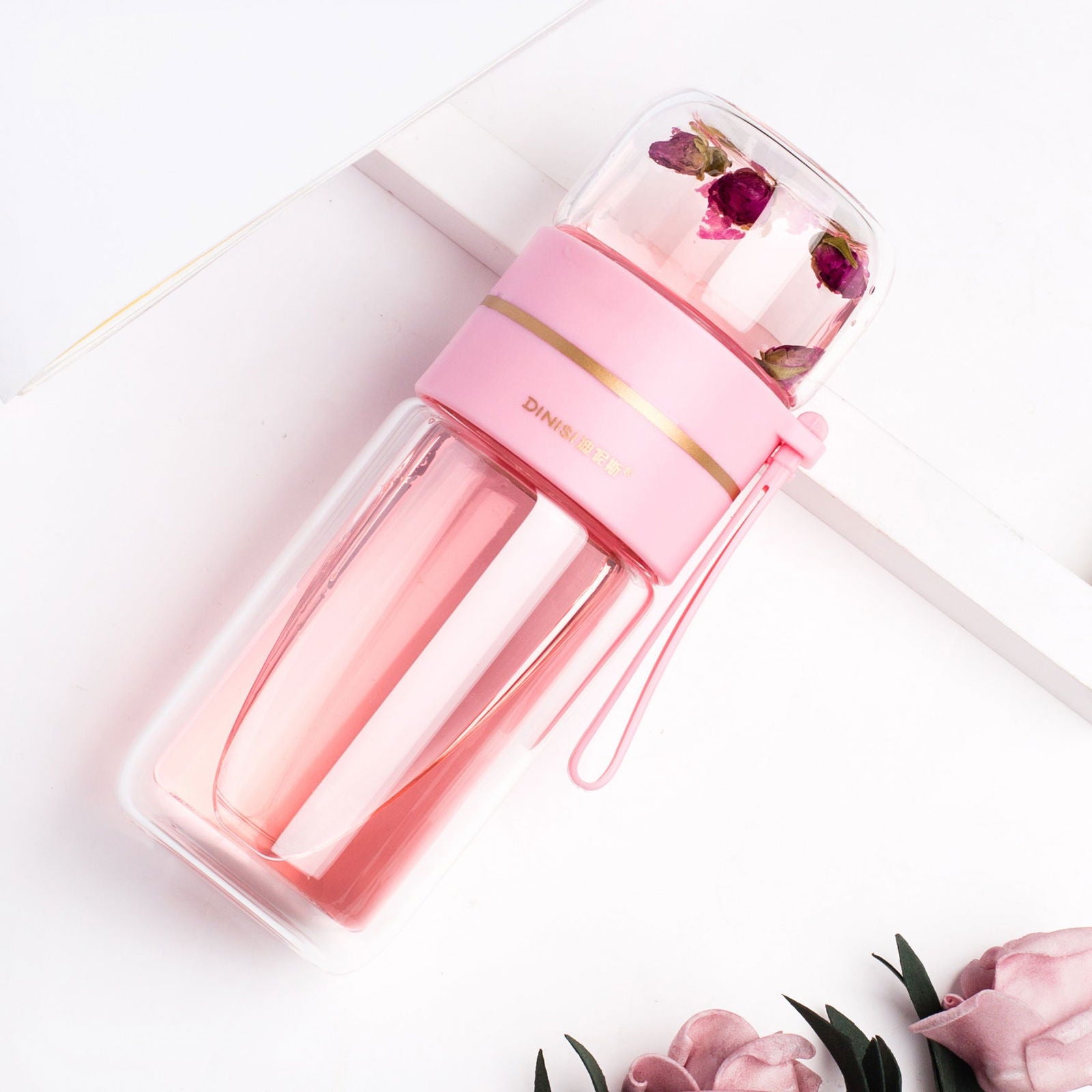 Glass Water Bottle With Tea Infuser Filter Tea Separation Double Wall Glass Bottle Leakproof Water Bottle - Cupify