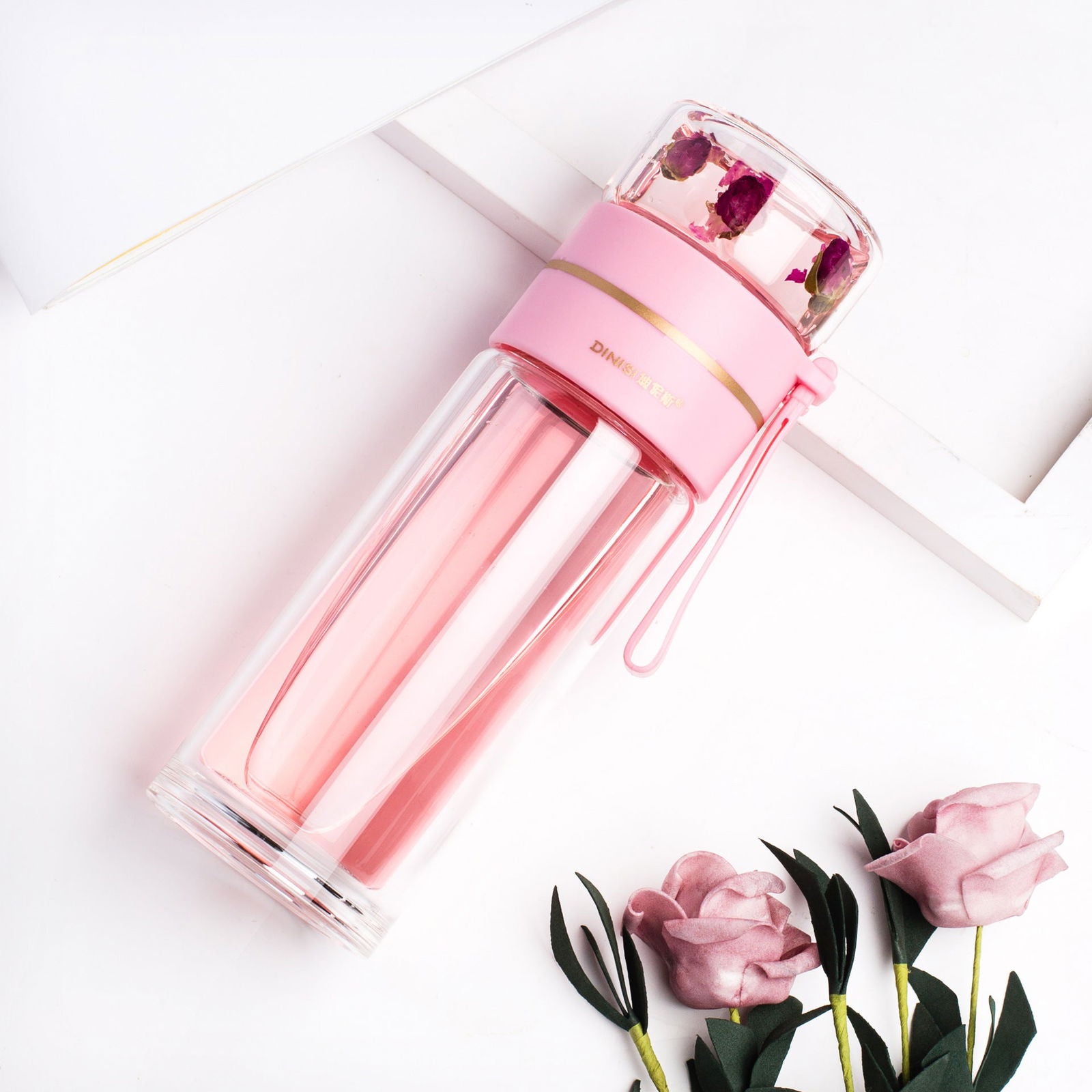 Glass Water Bottle With Tea Infuser Filter Tea Separation Double Wall Glass Bottle Leakproof Water Bottle - Cupify