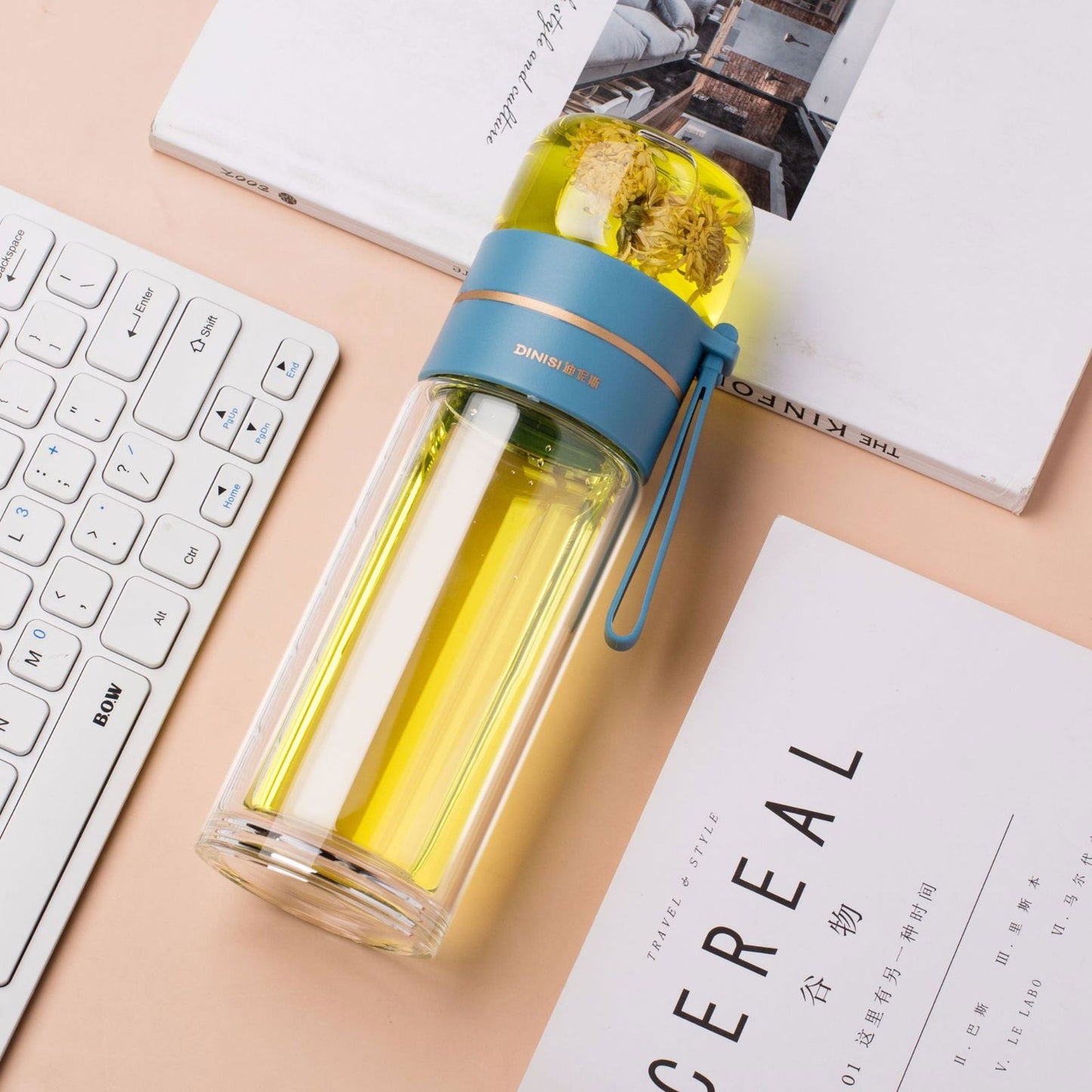 Glass Water Bottle With Tea Infuser Filter Tea Separation Double Wall Glass Bottle Leakproof Water Bottle - Cupify