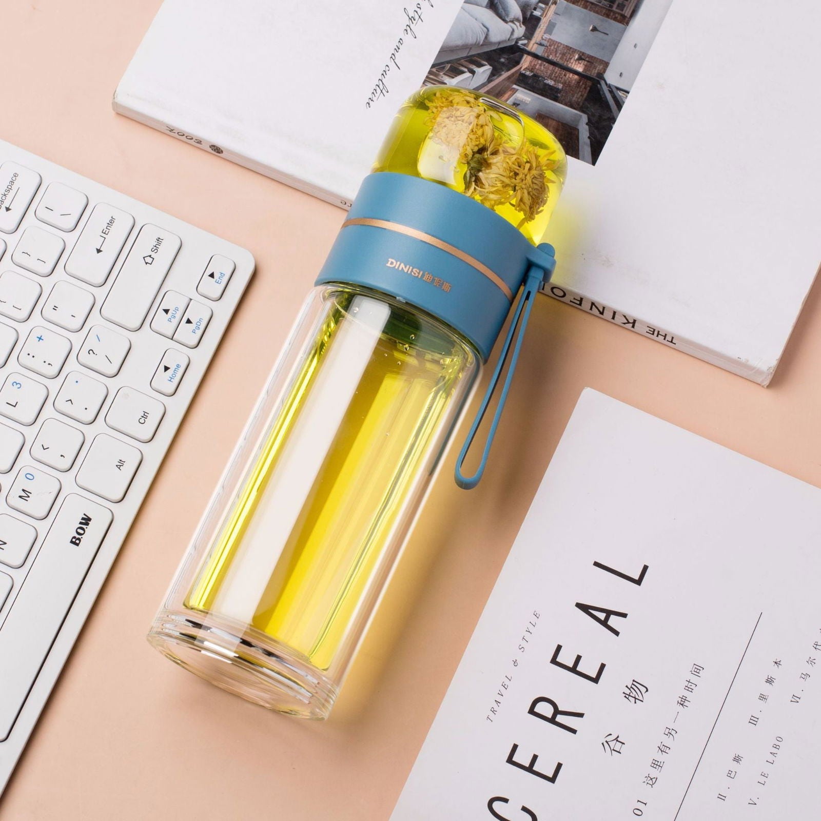 Glass Water Bottle With Tea Infuser Filter Tea Separation Double Wall Glass Bottle Leakproof Water Bottle - Cupify