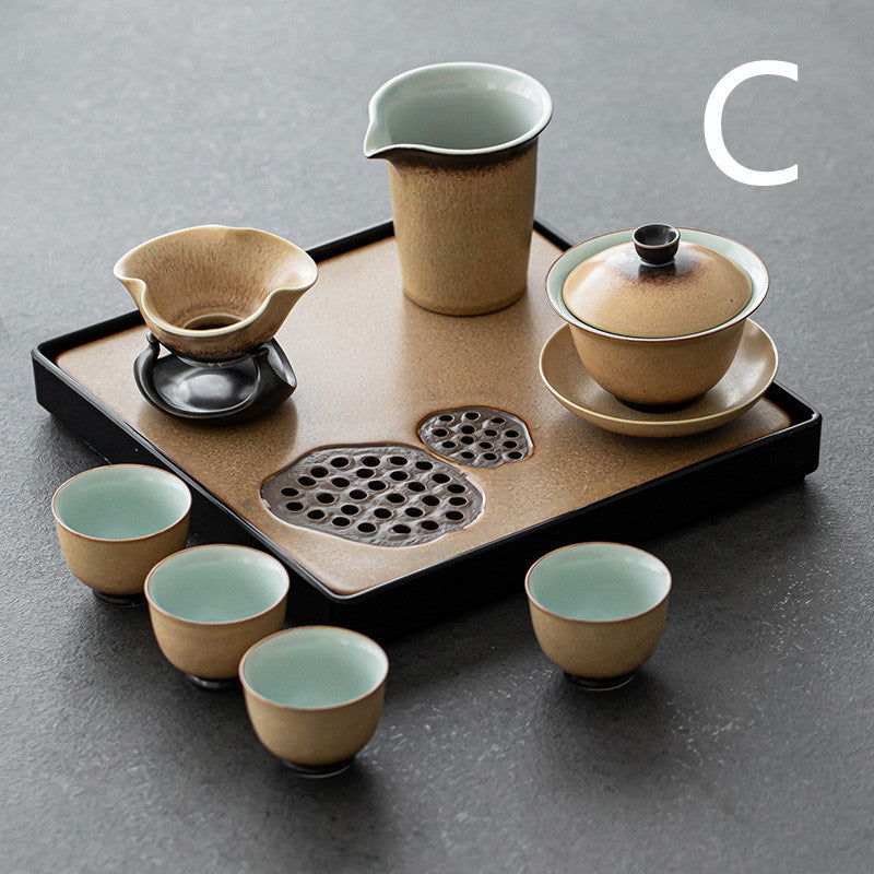 Kiln Glazed Side Handle Pot and Cups Tea Set - Cupify