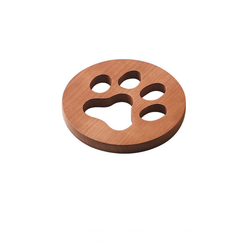 Puppy Paw Print Walnut Solid Wood Coaster - Cupify