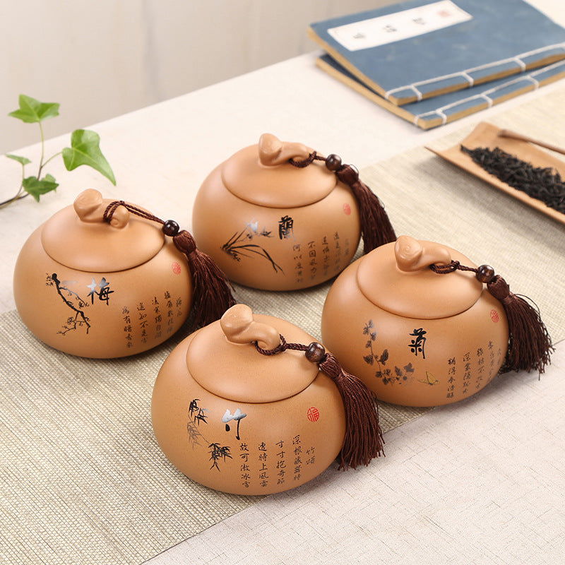 Traditional Hand Painted Ceramic Airtight Tea Storage - Cupify