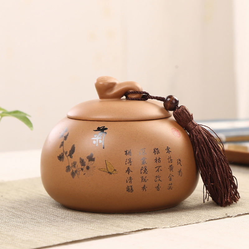 Traditional Hand Painted Ceramic Airtight Tea Storage - Cupify