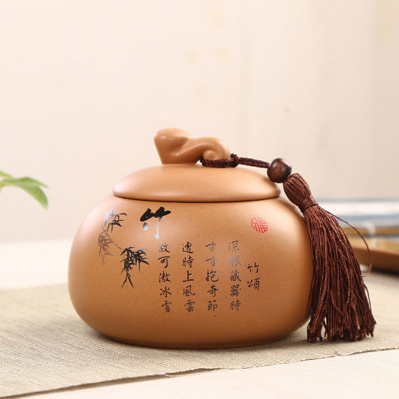 Traditional Hand Painted Ceramic Airtight Tea Storage - Cupify