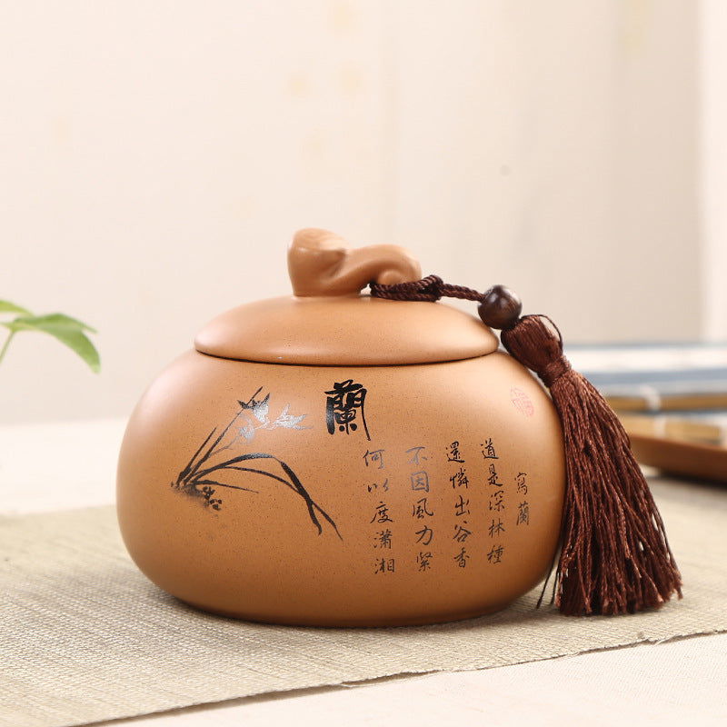 Traditional Hand Painted Ceramic Airtight Tea Storage - Cupify