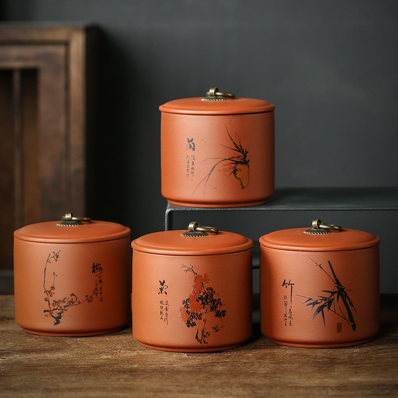 Clay Pottery Hand Painted Tea Storage Pots