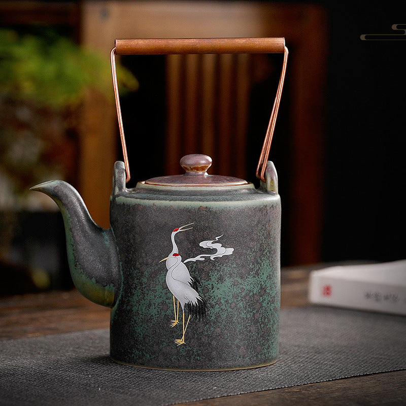 Ceramic Crane Chengxiang Retro Tea Pot