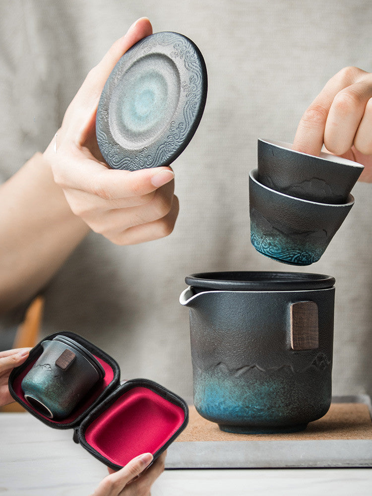 Ceramic Japanese Portable Travel Tea Set