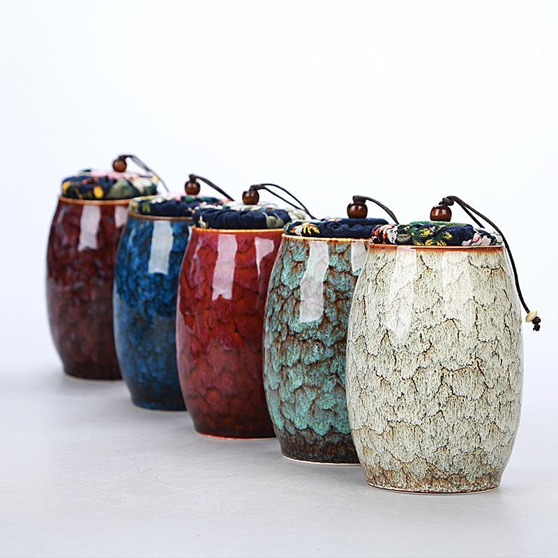 Kiln Fired Ceramic Glazed Tea Storage Pot