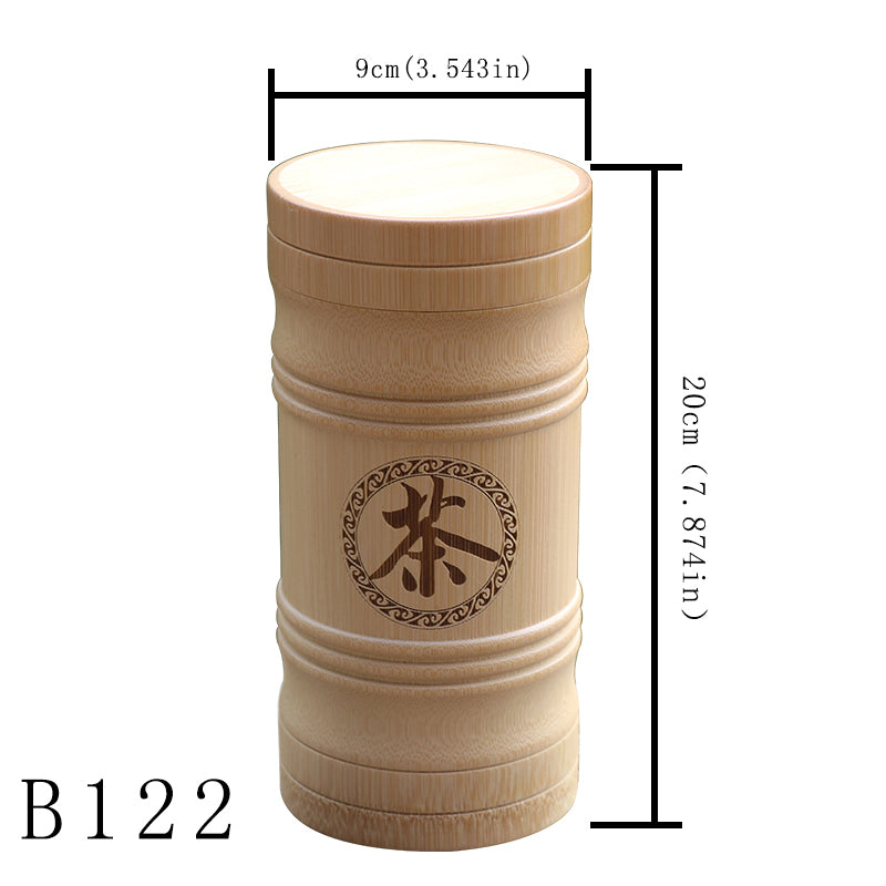 Ink and Wash Retro Carved Bamboo Tea Storage Jar - Cupify