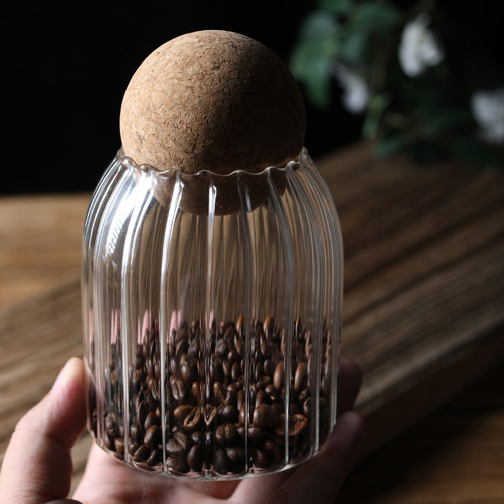 Modern Cork & Striped Glass Tea Storage Jar