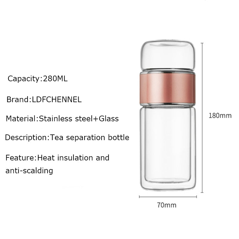 Silver Rim Tea Borosilicate Glass Double-Layer Tea And Water Separation Cup