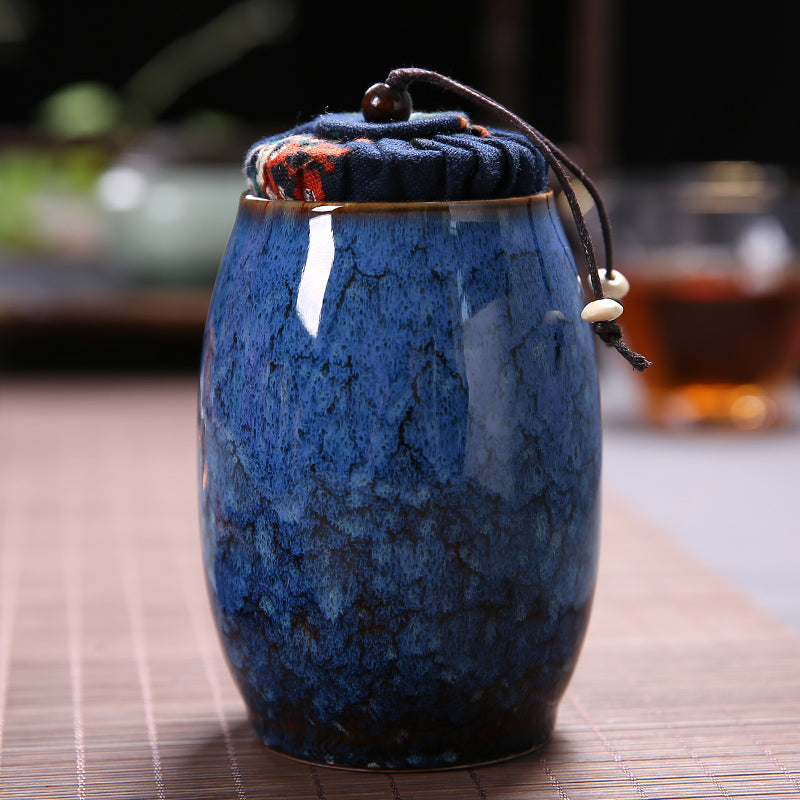 Kiln Fired Ceramic Glazed Tea Storage Pot