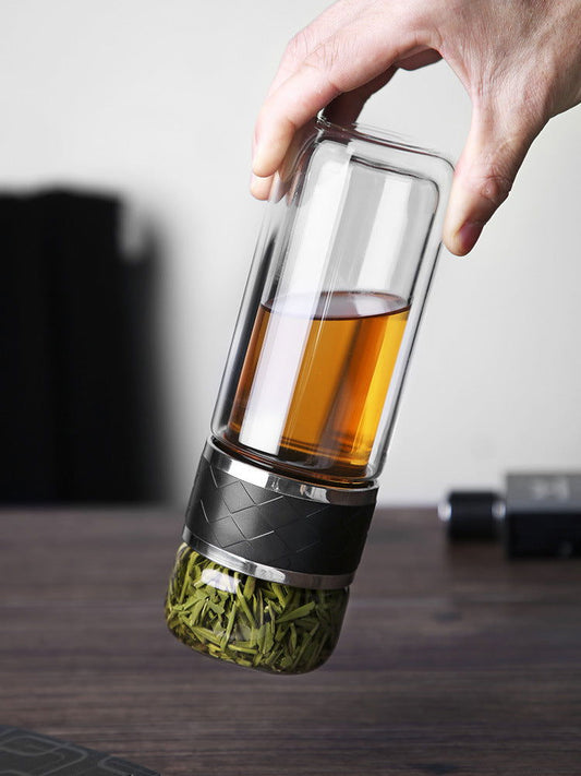 Glass Portable Tea Separation Bottle with Case - Cupify Cupify