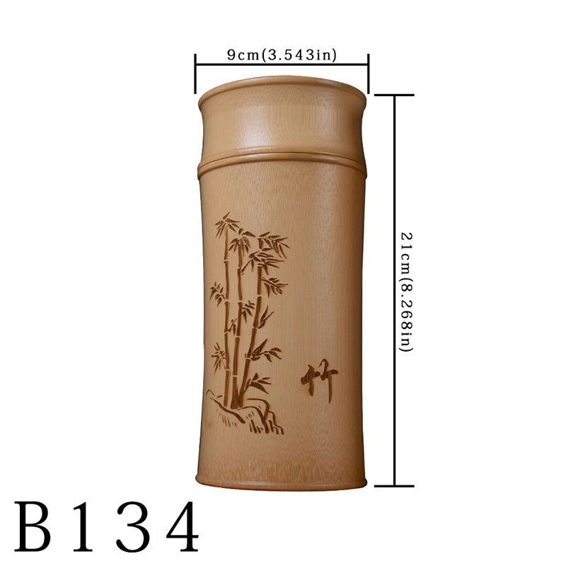 Ink and Wash Retro Carved Bamboo Tea Storage Jar - Cupify
