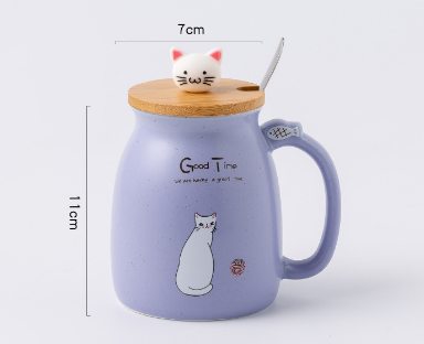Kitten Ceramic Tea Cup With Lid - Cupify