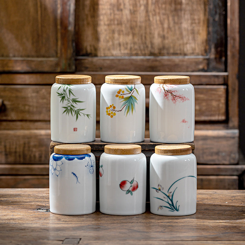 Hand Painted Ceramic Tea Storage Pot