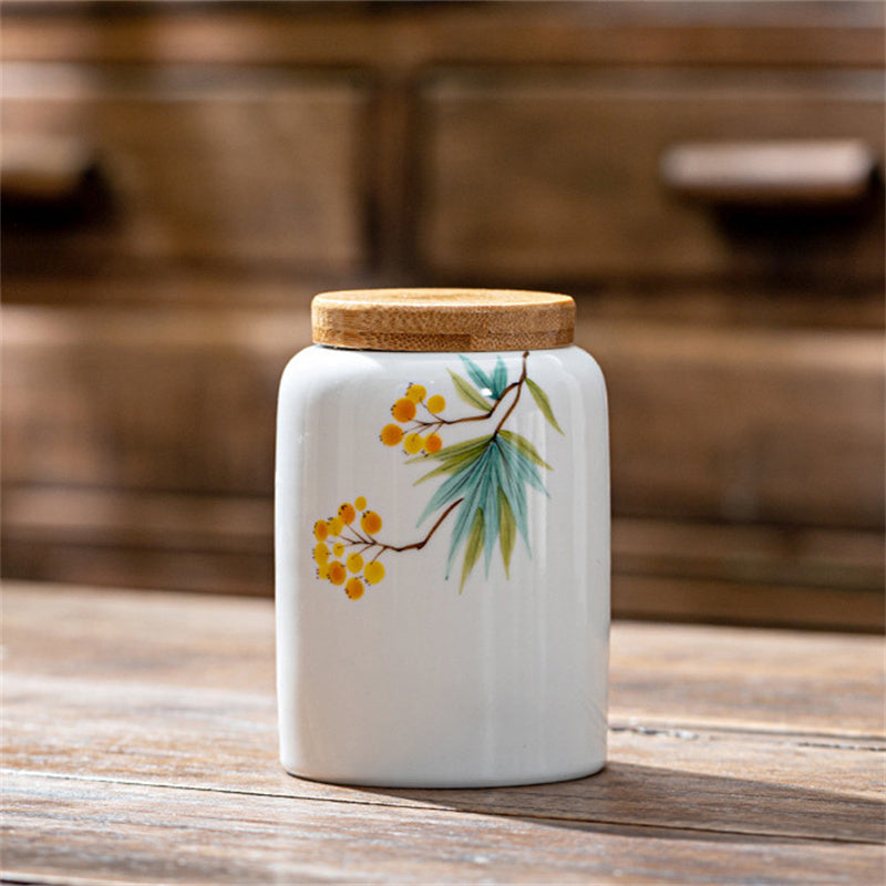 Hand Painted Ceramic Tea Storage Pot